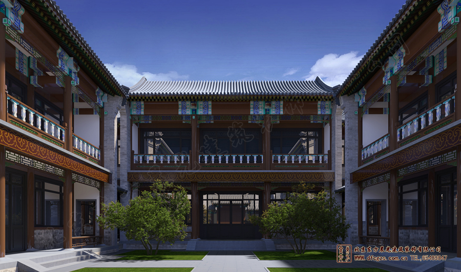 農(nóng)村二進(jìn)中式建筑裝修效果圖